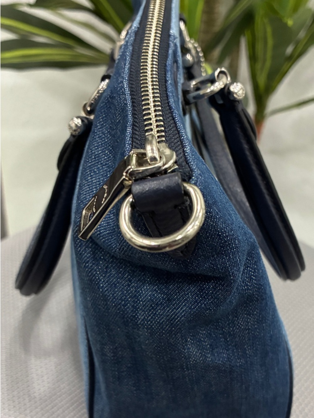 Coach Blue Denim and Navy Leather Shoulder Bag with Removable Strap - Picture 4 of 11